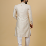 Stunning Beige Banarasi Brocade Achkan with Soft Pink Churidar | Father Son Combo | Perfect for Grooms